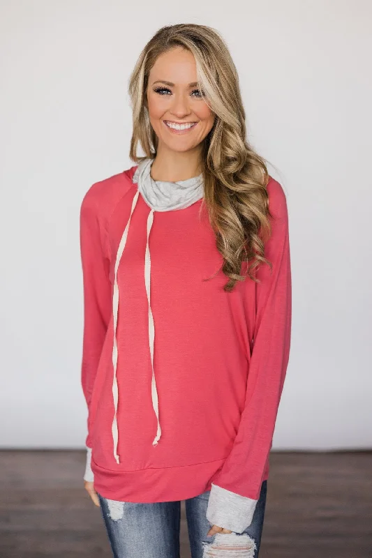 Chic Style, Always In Vogue The Only One I Want Pink Cowl Neck Top