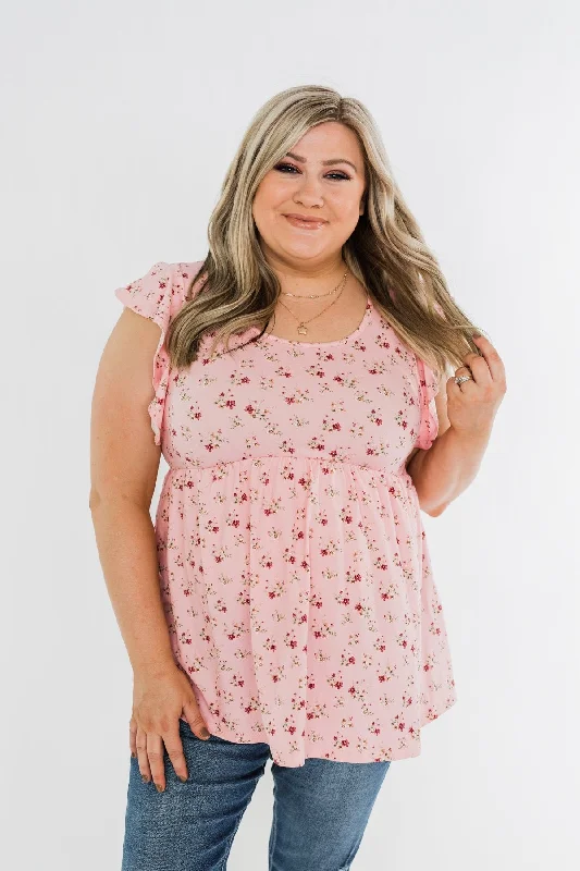 Valentine's Special Longer Days Floral Babydoll Top- Pink