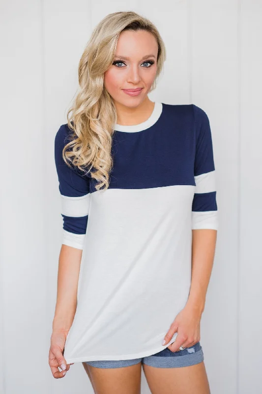 End-Of-Week Price Drops Start to Finish Top- Navy Blue