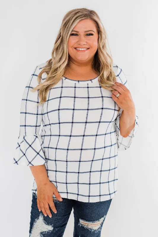 This Weekend Only – Huge Savings Everything I Need Plaid Top- Ivory & Blue