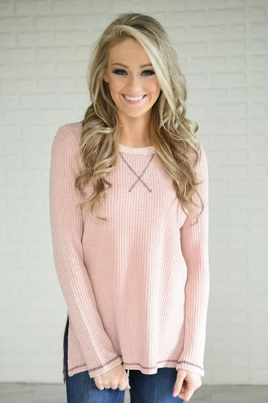 Unbeatable Deals Blush Knit Thermal Top