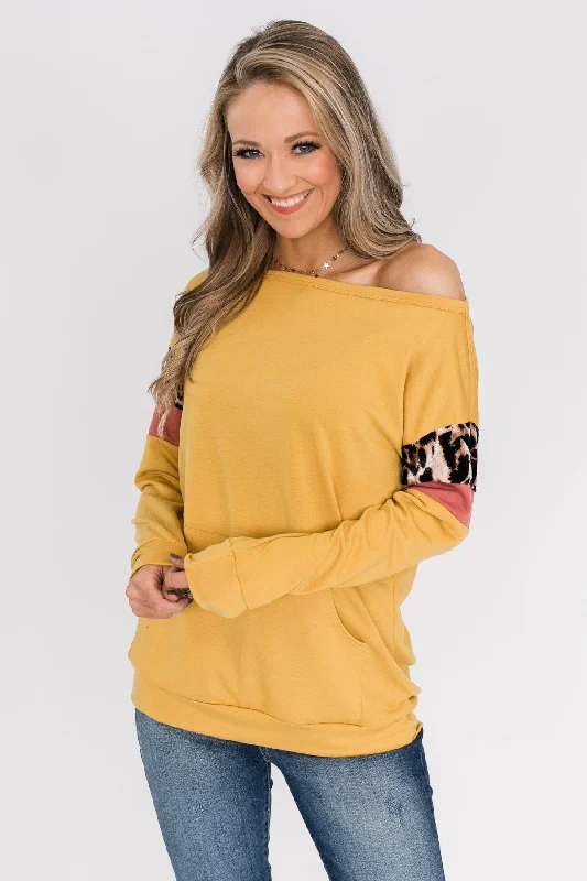 Crazy Price Slashing If I Were You Pullover Top- Mustard