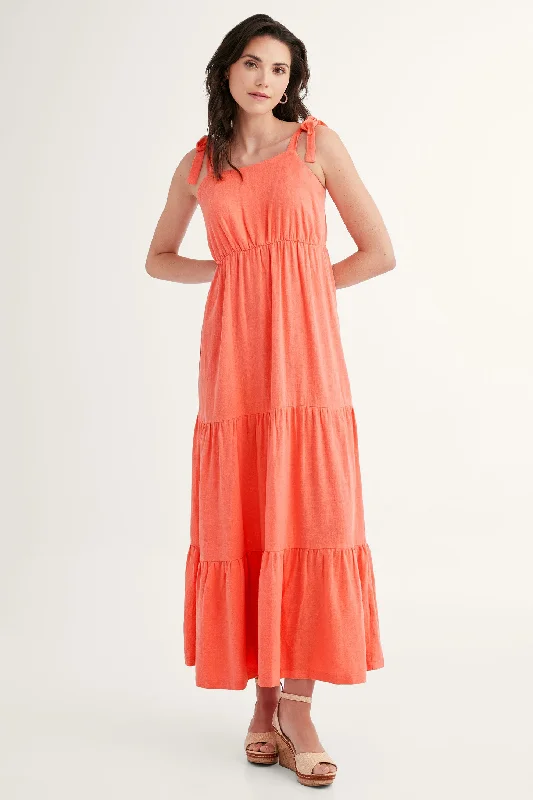 Huge Price Cuts On Your Must-Haves Robe longue à volants étagés lin - Femme