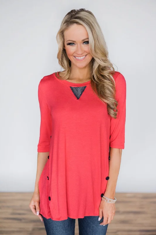 Trend Forward Threads Simple Beauty Bright Punch Button Top