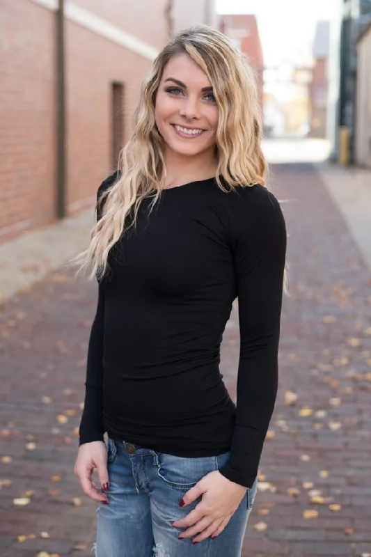 Insane Discount Onslaught Long Sleeve Seamless Top - Black
