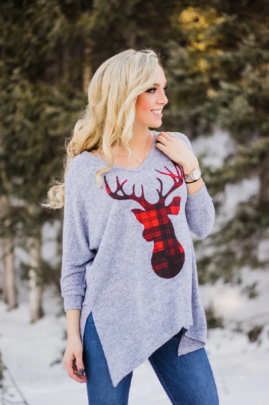 Iconic Styles, Incredible Discounts Grey Reindeer Speckled Top