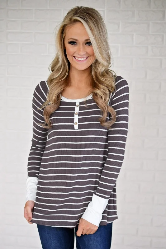 Top Brand Discounts What About Us Striped & Lace Top