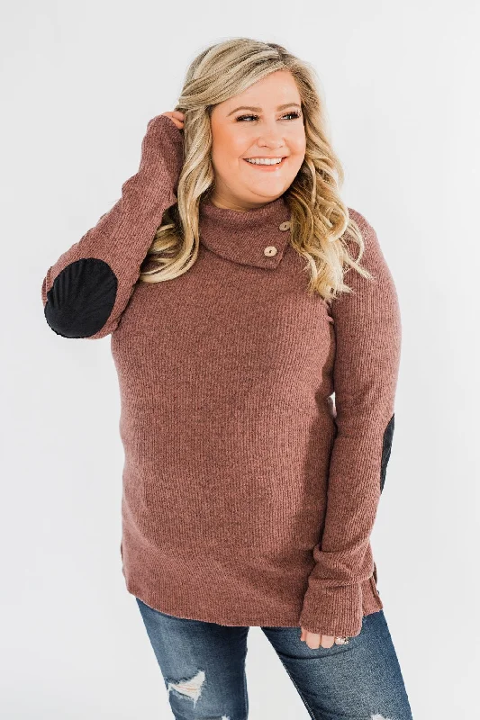 Get Ready To Save Like Never Before Moments Like This Knit Button Top- Dark Mauve