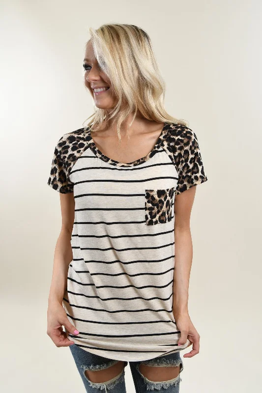 Your Dream Wardrobe At Dream Prices Fierce Leopard Pocket Top ~ Oatmeal