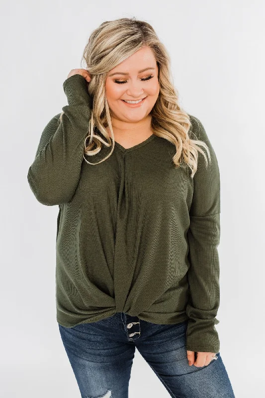 Special Savings Event Happening Now In Your Arms Thermal Twist Top- Olive