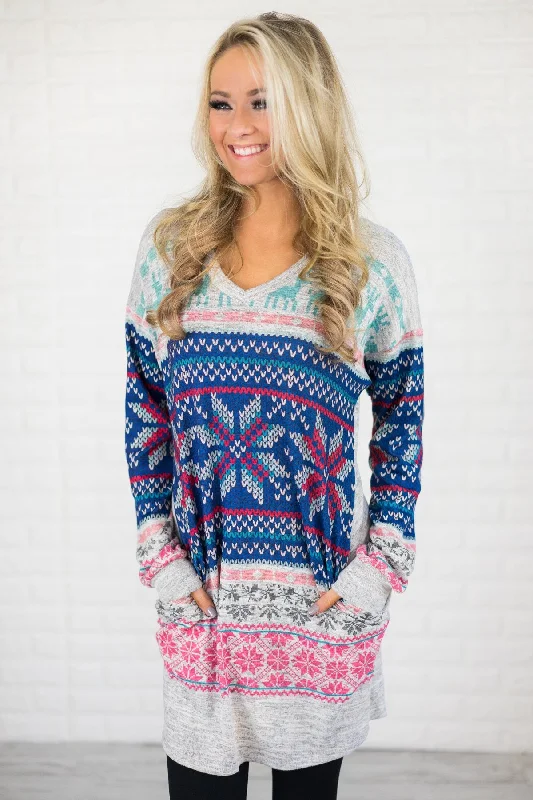 Grab The Hottest Deals Before They Disappear Cheerful in Pink & Blue Tunic Top
