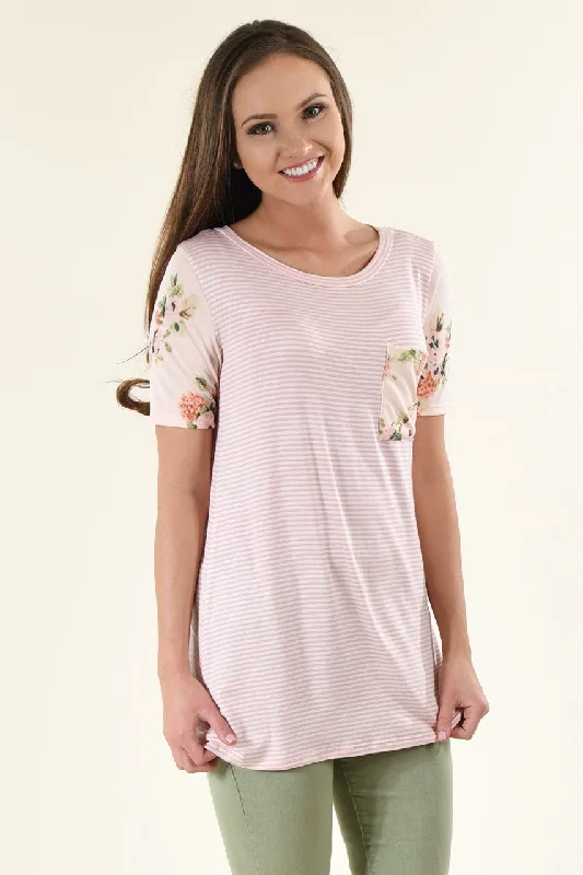 Budget Saver Peach & Pink Floral Pocket Top