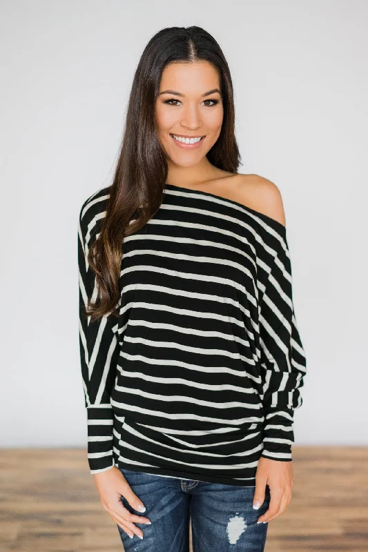 Modish Fashion Discounts Captivated by Love Striped Top