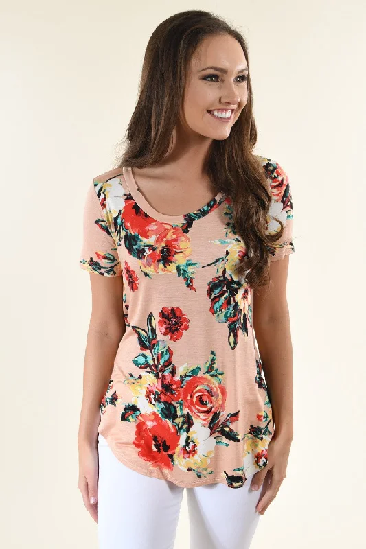 Limited Time Bold Peach Floral Top