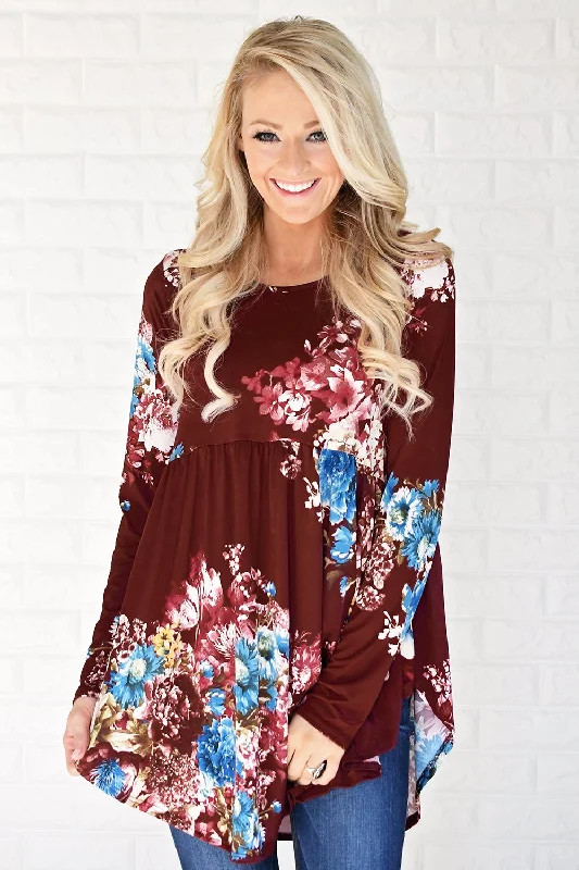 Score The Best Deals Before Monday All About Tonight Burgundy Floral Top