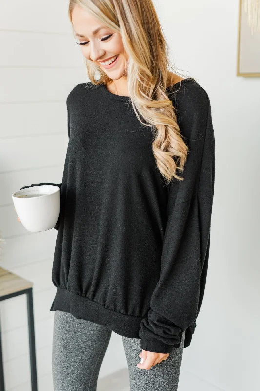 Exclusive Markdowns For A Short Time Dreaming Of The Day Oversized Pullover Top- Black Exclusive Markdowns For A Short Time Dreaming Of The Day Oversized Pullover Top- Black
