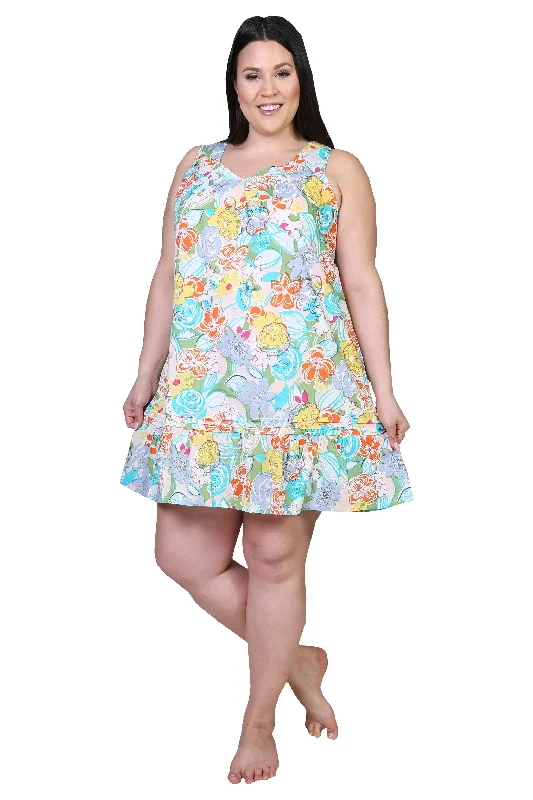 Savings That Make A Statement La Cera 100% Cotton Pastel Floral Print Chemise