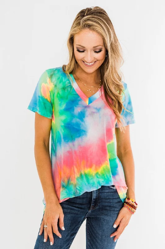 Special Offers, Don't Miss Keep It A Secret Tie Dye Top- Multi-Color