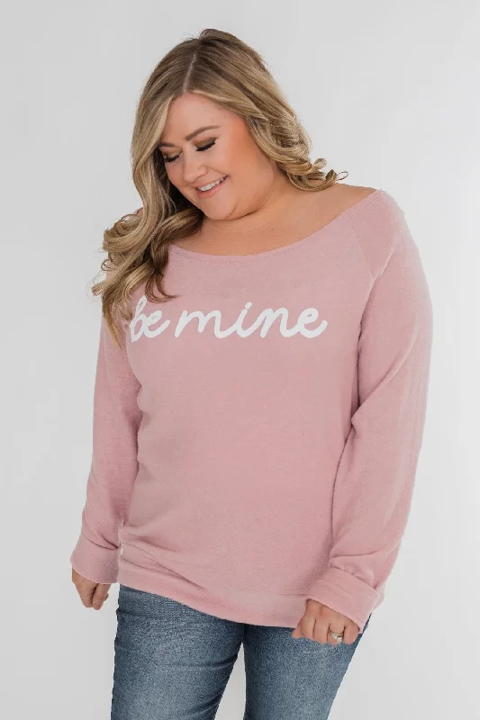 Limited Stock, Grab Yours Today "Be Mine" Heart Elbow Patch Top - Blush
