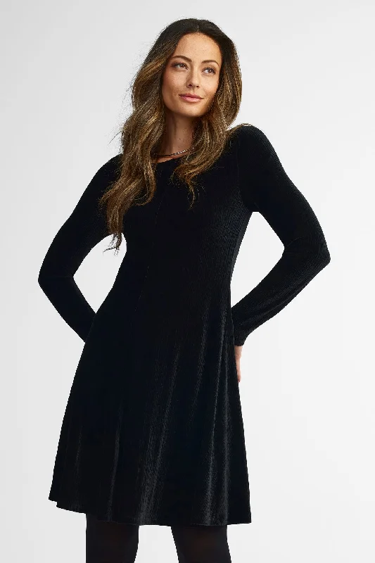 Best Prices Of The Season Robe patineuse manches longues en velours - Femme