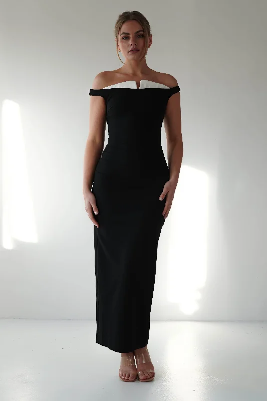 Treat Yourself To Amazing Discounts Glenda Contrast Bodycon Midaxi | Black