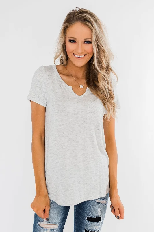 Shop More, Save More This Weekend This is Me Notch Pocket Top- Light Heather Grey