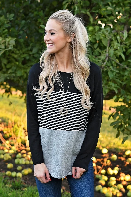 Unleash Your Trend Driven Style Black Striped Colorblock top