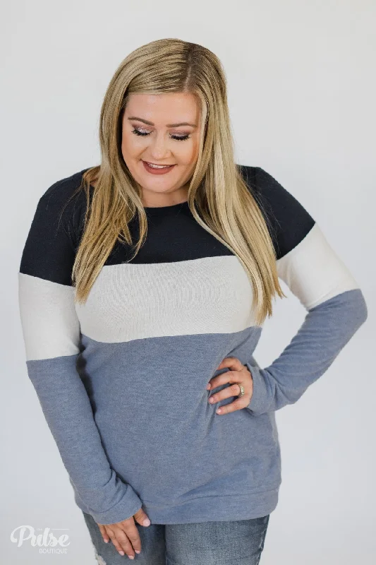 Shop More, Save More This Weekend Lookin' Cute In A Color Block Top- Light Blue & Navy Shop More, Save More This Weekend Lookin' Cute In A Color Block Top- Light Blue & Navy