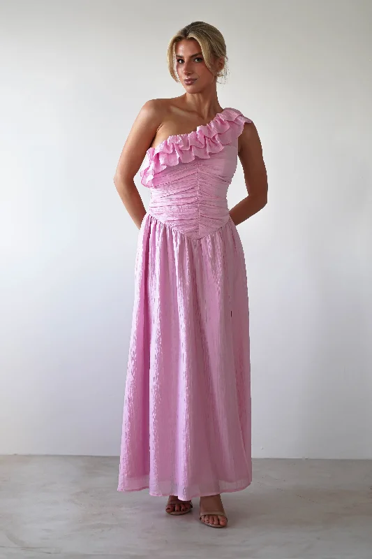 End Of Season Sale Jamie Ruffle One Shoulder Midaxi | Pink
