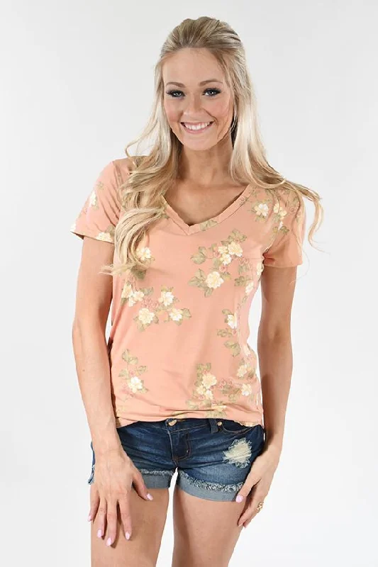 Timeless Elegance Sale Little Floral Loves Top ~ Apricot