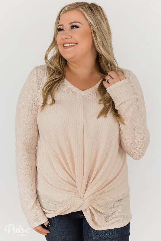 On-Trend Fashion Offers Twist of Something Special Thermal Top- Cream