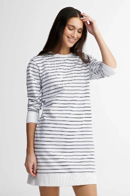 Fashionista Sale Robe manches longues coton ouaté à rayures - Femme