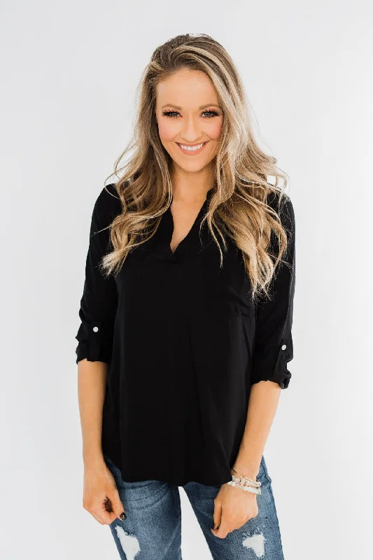 Effortless Style, Effortless Savings In My Sight V-Neck Pocket Top- Black