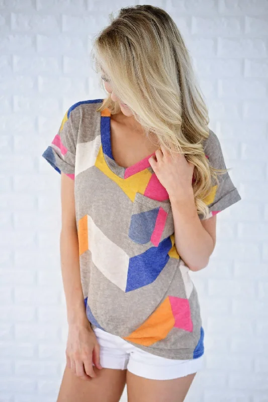 Fashion Sale Oh Happy Day Chevron Top ~ Grey