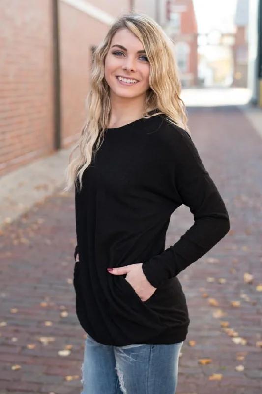 Exclusive Designer Style Deals Snuggle Me Tunic Top ~ Black