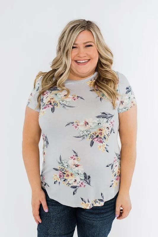 Must-Have Style Discounts Lavish In Love Floral Top- Light Silver Purple