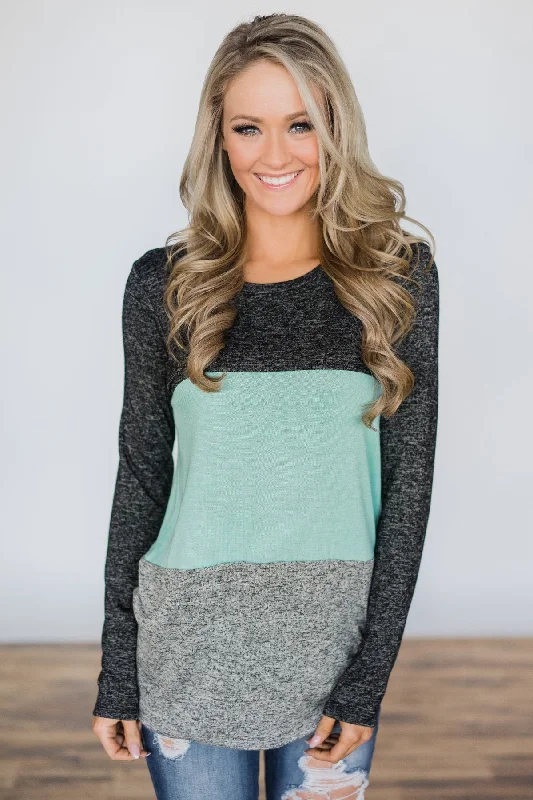 Exclusive Markdowns For A Short Time On the Brightside Color Block Top- Mint