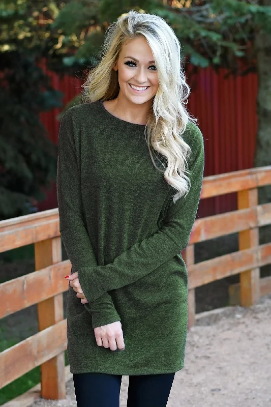 Unleash Your Fashion Fall Feels Deep Olive Tunic Top