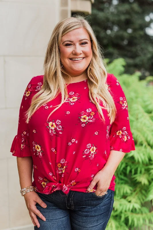 Weekend Sale – Limited-Time Deals Life In A Fairytale Floral Top- Fuchsia