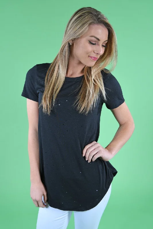New In This Season Feeling Holey Top ~ Black