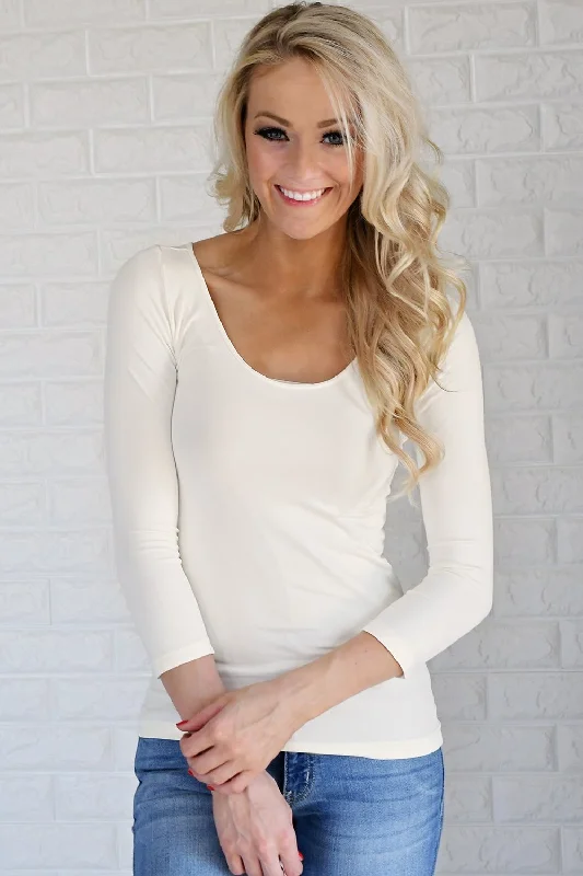 Exclusive Deals You Can't Resist Essential 3/4 Sleeve Seamless Top ~ Cream