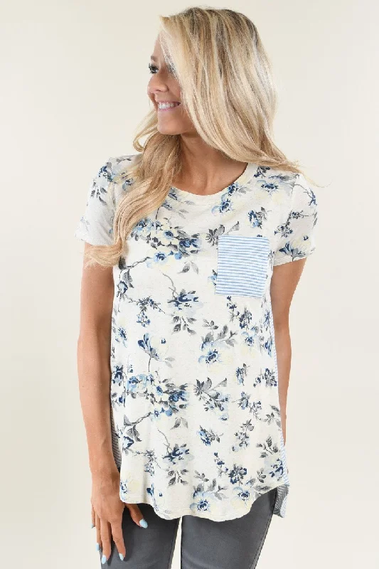 Special Savings Just For You Mint Floral & Stripes Top