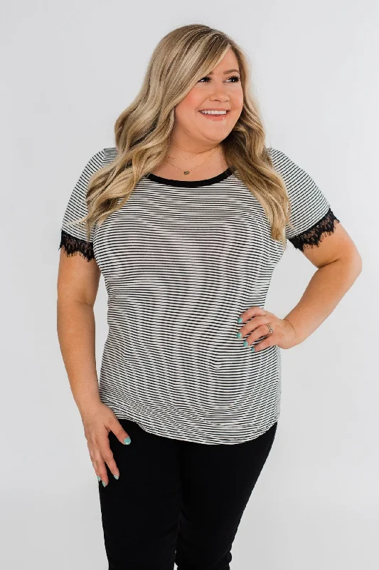 Premium Fashion All About the Accents Black & White Striped Top