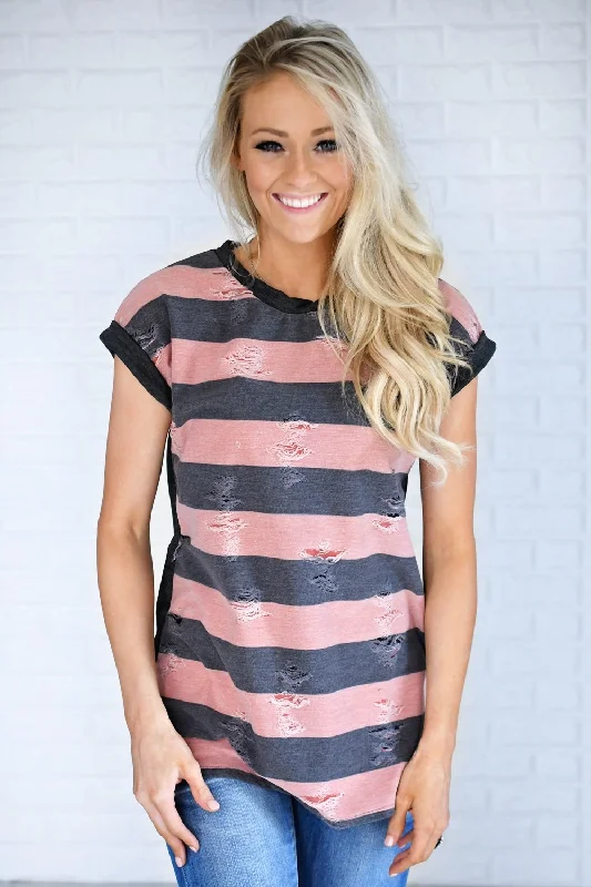 High-End Style Discounts Love and Stripes Top