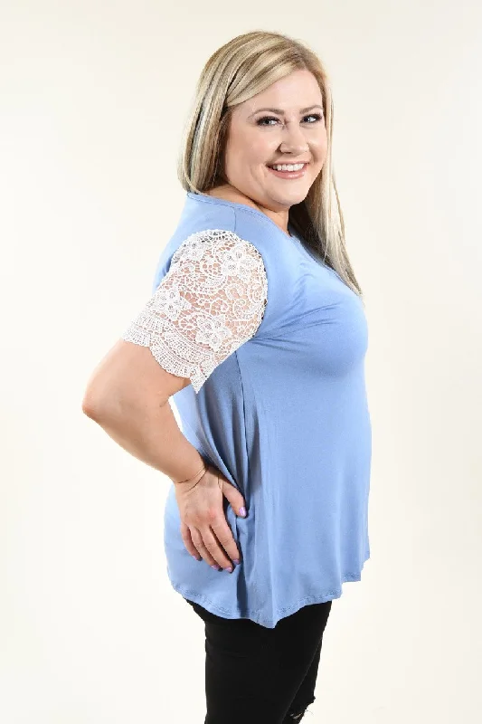 Exclusive Styles, Exclusive Discounts It's All Cool Detail Sleeve Top ~ Blue