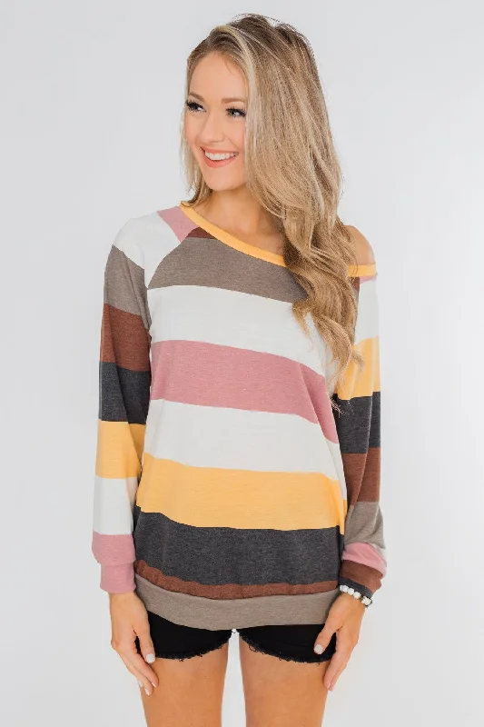 Stay Ahead In Style Better Off This Way Striped Top- Multi-Colored