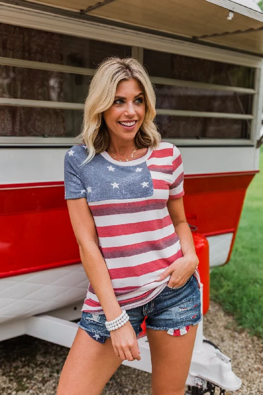 Special Offers, Don't Miss Feels Like Freedom Flag Print Top