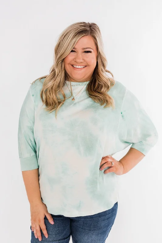 This Weekend Only – Huge Savings Dolman Sleeve Tie Dye Top- Mint
