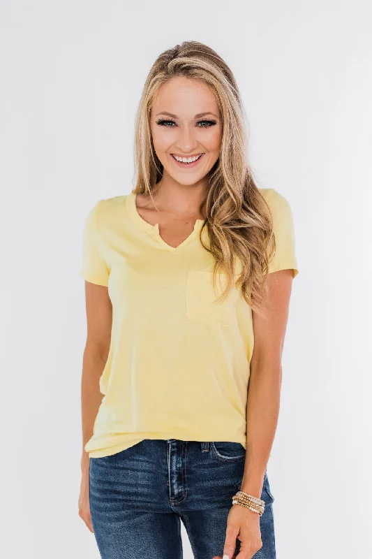 Exclusive Discount This is Me Notch Pocket Top- Yellow