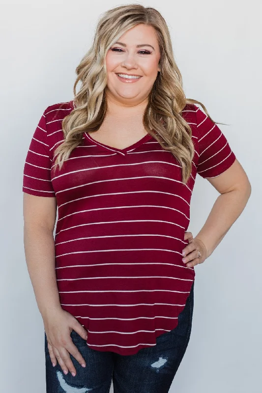 Limited Styles Can't Stay Away Striped Top - Burgundy